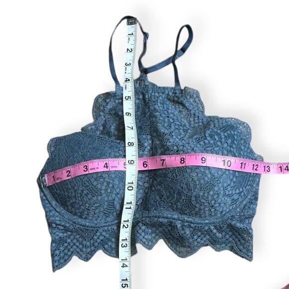 PINK VICTORIA’S SECRET Women’s Blue Gray Halter Neck Push-up Bralette Size XS - Picture 8 of 8